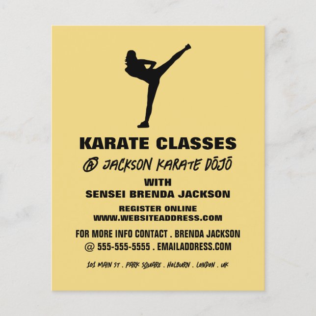 Karate-Silhouette, Karate-Klassenwerbung Flyer (Vorne)