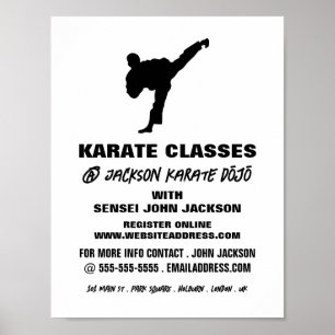 Karate-Silhouette, Karate-Klassenwerbung Poster
