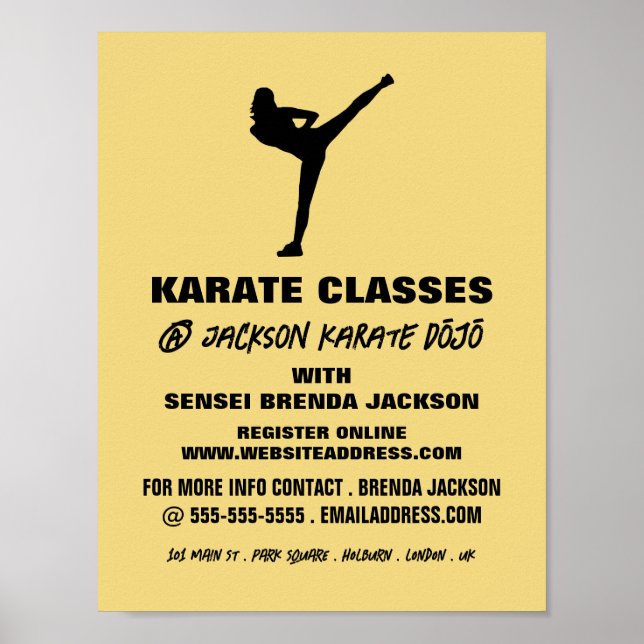Karate-Silhouette, Karate-Klassenwerbung Poster (Vorne)