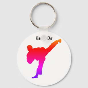 Karate Silhouette Martial Arts Gradient Red Lila Schlüsselanhänger