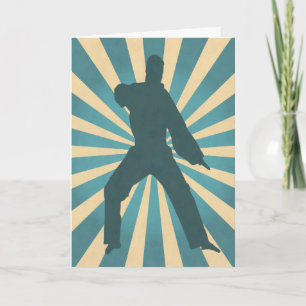 Karate-Silhouette mit/ Sunburgh Birthday Card Karte