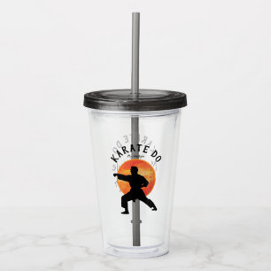 Karate Silhouette Name Personalisiert Modern Black Acryltrinkbecher