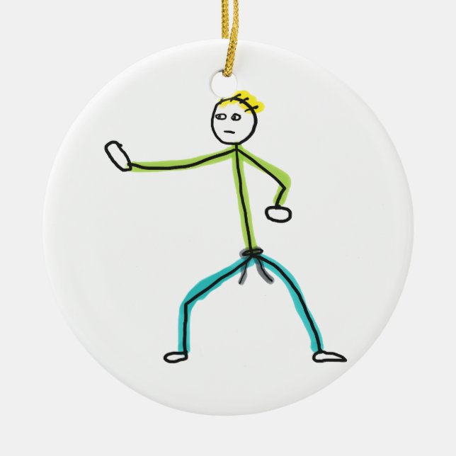 Karate Stickman Keramik Ornament (Vorne)