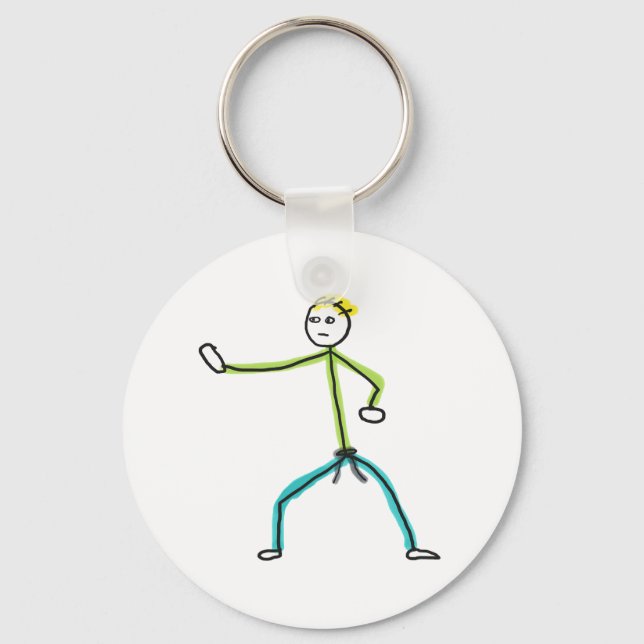 Karate-Stockmann Schlüsselanhänger (Vorderseite)