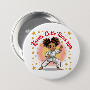 Karate Süsse Geburtstag Girl Celebration Martial A Button