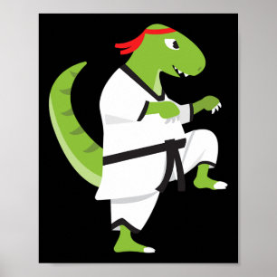 Karate T-rex Coole Niedliche Dinosaur Kämpfer Hall Poster