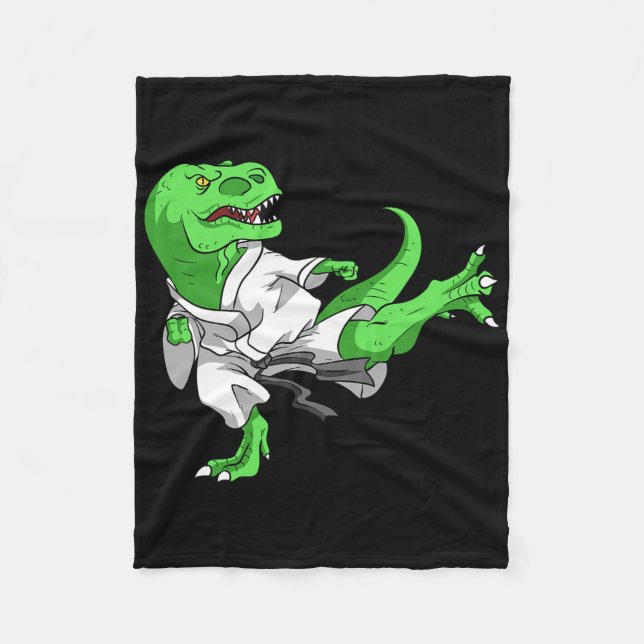 Karate T-Rex Dino Schüler Dinosaurier Lehrer Karat Fleecedecke (Vorderseite)