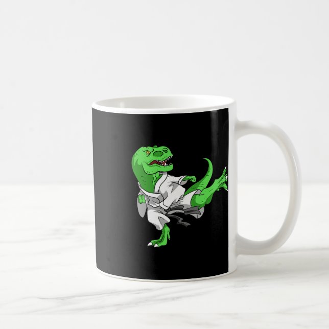 Karate T-Rex Dino Schüler Dinosaurier Lehrer Karat Kaffeetasse (Rechts)