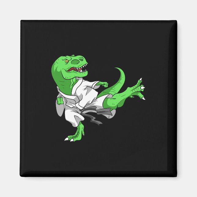 Karate T-Rex Dino Schüler Dinosaurier Lehrer Karat Magnet (Vorne)