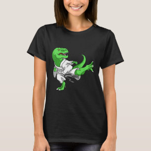 Karate T-Rex Dino-Schüler Dinosaurier-Lehrer Karat T-Shirt