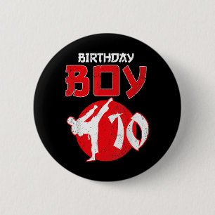 Karate Taekwondo 10 Jahre alter Geburtstag Martial Button