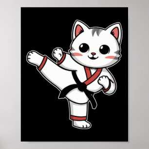 Karate Taekwondo Funny Cat Jiu Jitsu Girls Poster