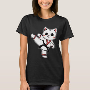 Karate Taekwondo Funny Cat Jiu Jitsu Girls T-Shirt