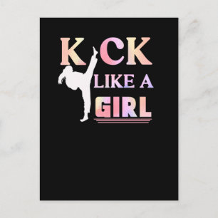 Karate Taekwondo Jiu Jitsu Girl Fighting Fun Postkarte