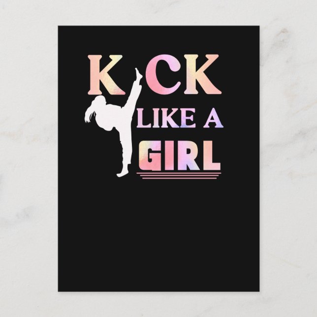Karate Taekwondo Jiu Jitsu Girl Fighting Fun Postkarte (Vorderseite)