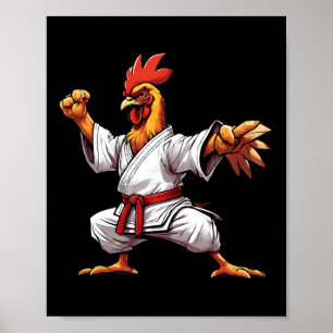 Karate Taekwondo Judo Kung Fu Huhn Hahn Geschenk Poster