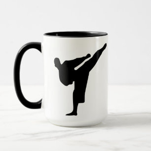 Karate / Taekwondo Kick Silhouette Kaffee Tasse