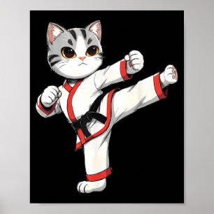 Karate Taekwondo Lustige Katze Jiu Jitsu Frauen Ki Poster