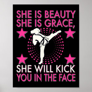 Karate Taekwondo Mädchen Frauen Karate Kick Poster