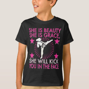 Karate Taekwondo Mädchen Frauen Karate Kick T-Shirt