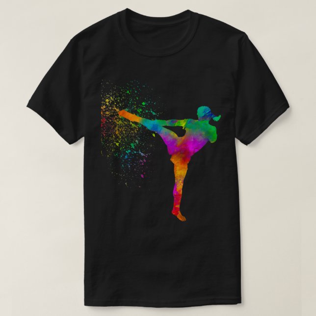 Karate taekwondo Wettbewerb in Aquarellfarbe 10 T-Shirt (Design vorne)