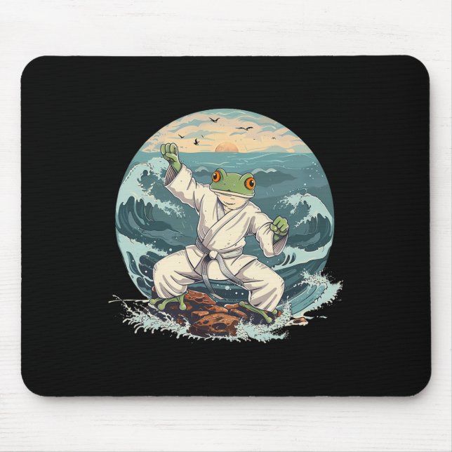 Karate Toad Taekwondo Strand Sonnenuntergang Kampf Mousepad (Vorne)