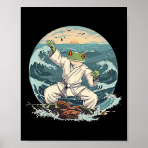 Karate Toad Taekwondo Strand Sonnenuntergang Kampf Poster