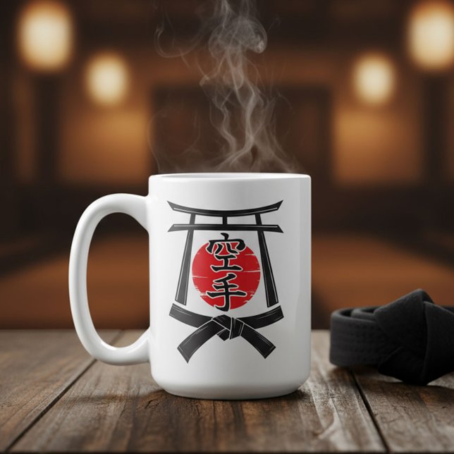 Karate - Torii gate, Sun and Kanji  Kaffeetasse (Von Creator hochgeladen)