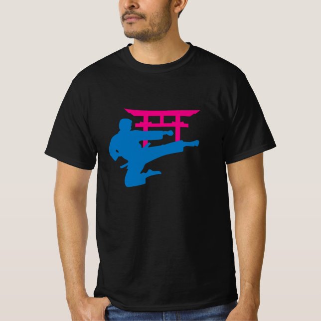 Karate Torii Neon Kämpfer T-Shirt (Vorderseite)