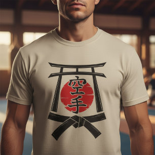 Karate - Torii-Tor, Sonne und Kanji T-Shirt