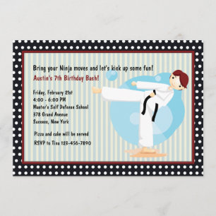 Karate-Tritt-Geburtstags-Party Einladung