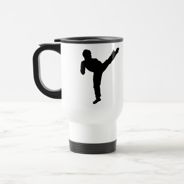Karate-Tritt-Tasse Reisebecher (Links)