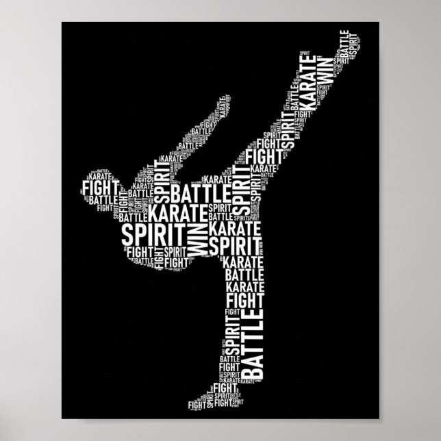 Karate Typografie - Martial Arts Coach Comt Self D Poster (Vorne)