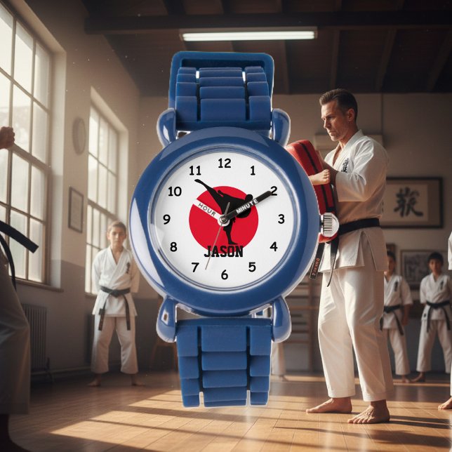Karate-Uhr für Kinder mit personalisiertem Namen Armbanduhr (kids karate watch)