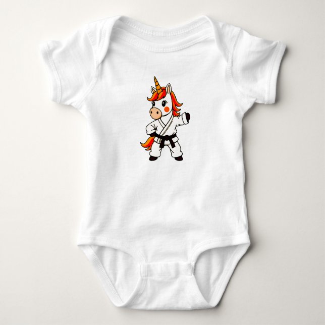 Karate und Unicorn Baby Strampler (Vorderseite)