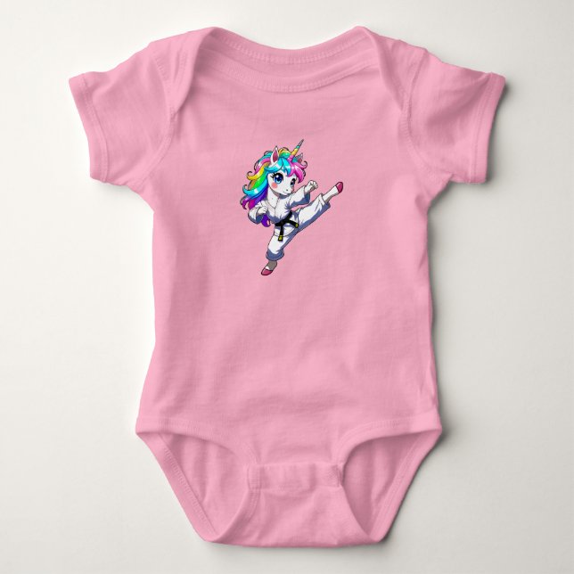 Karate unicorn baby strampler (Vorderseite)