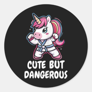 Karate Unicorn Niedlich, aber gefährlich Runder Aufkleber