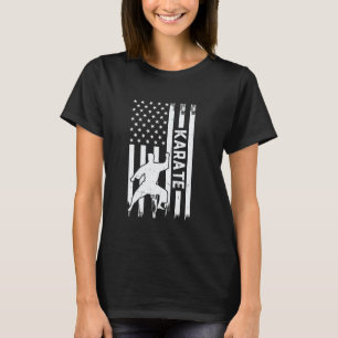 Karate US-Flagge Karate-Kämpfer T-Shirt