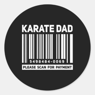 Karate-Vater scannt zur Zahlung Lustiger Rcode Vat Runder Aufkleber