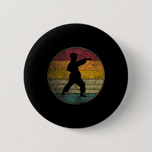 Karate Vintage Retro Silhouette 70er 80er Jahre Button