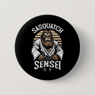 Karate Warrior Legend Sasquatch Sensei Bigfoot Mar Button