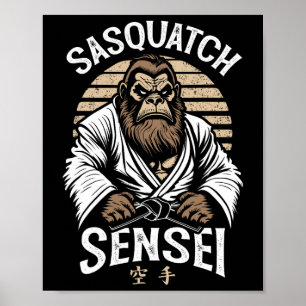 Karate Warrior Legend Sasquatch Sensei Bigfoot Mar Poster