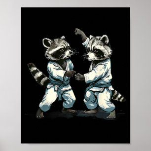Karate Waschbär Tier Mma Taekwondo Kampfsport Poster
