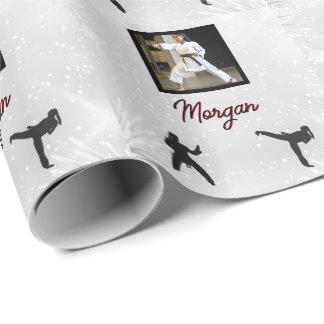 Karate-Weihnachtspapier mit Foto & Name Geschenkpapier