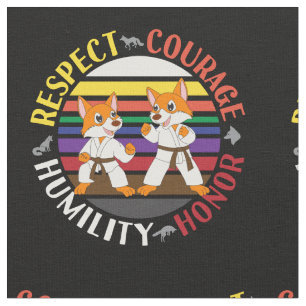 Karate-Werte - Niedliche Sparring-Fox-Silhouetten Stoff