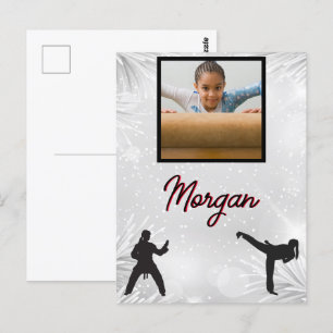 Karate Winter Wonder Personalisiertes Foto & Name Postkarte