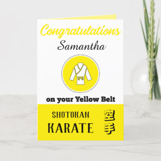 Karate Yellow Belt Werbeaktion Glückwunschkarte Dankeskarte