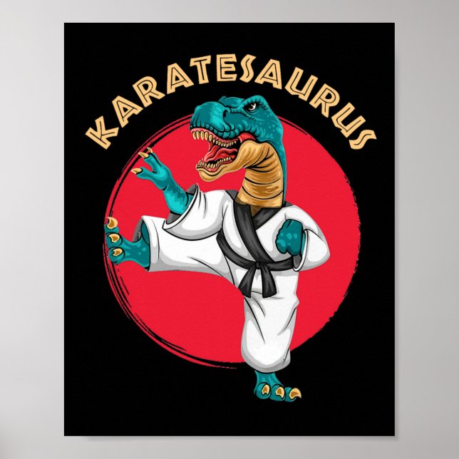 Karatesaurus Funny Karate Dinosaur Poster (Vorne)