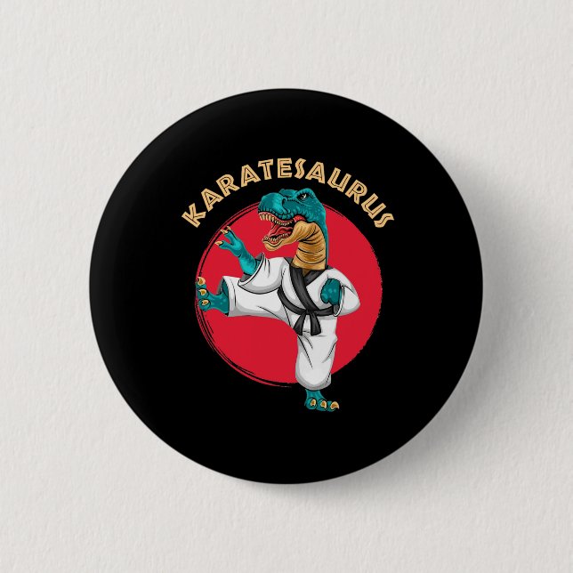 Karatesaurus Lustiger Karate Dinosaur  Button (Vorderseite)
