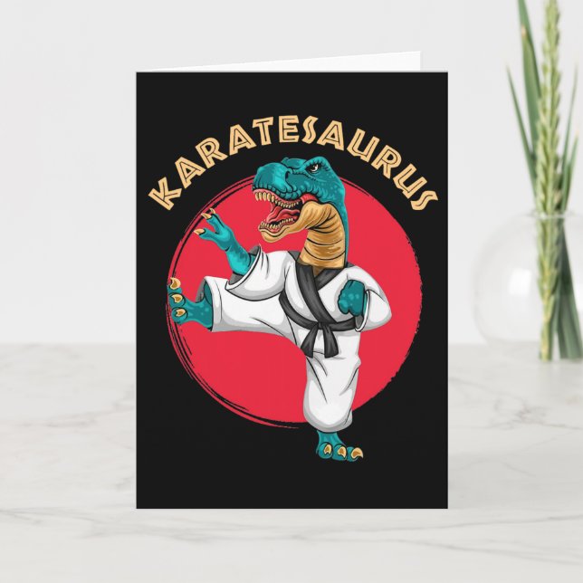 Karatesaurus Lustiger Karate Dinosaur  Karte (Vorderseite)